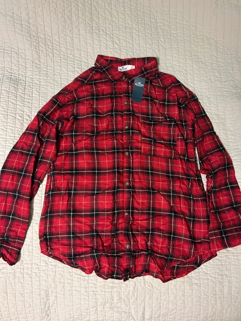 Hollister Red Plaid Flannel - Small